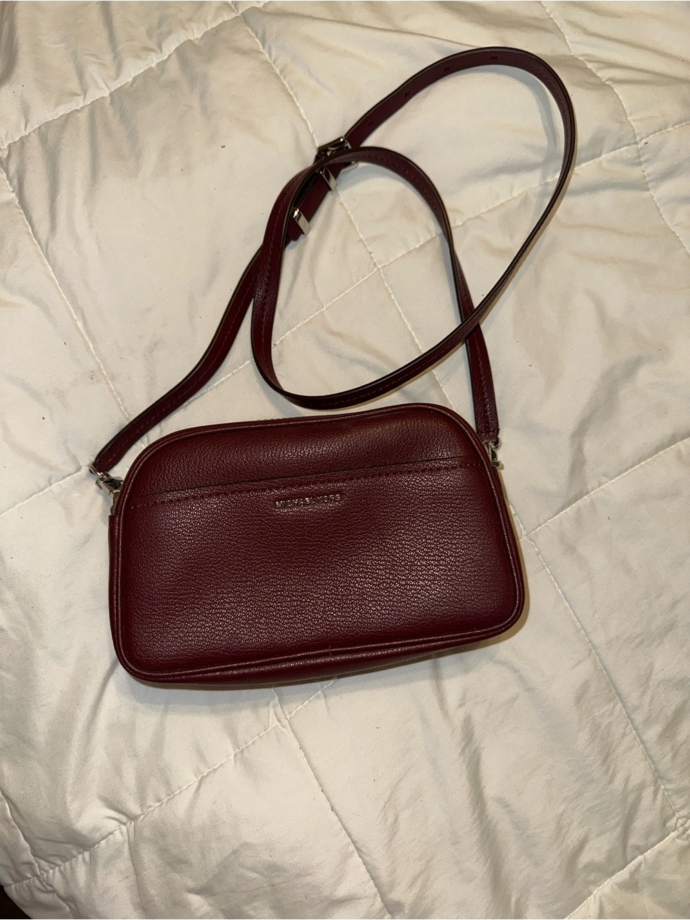 Michael Kors Wine Pebbled Leather Crossbody Bag